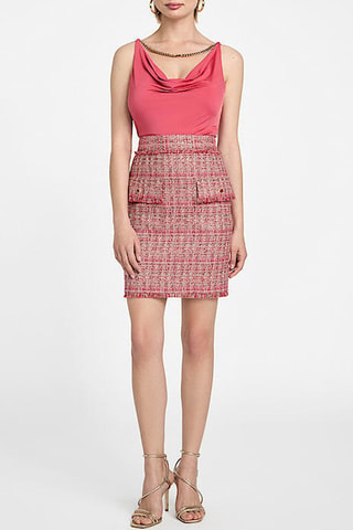 Jupe droite en tweed Claudia - Rose
