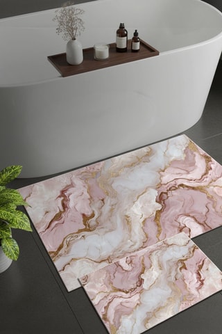 2 tappetini bagno - Rosa - 50 x 60/60 x 100 cm
