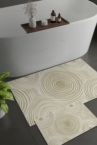 2 tappetini bagno - Beige - 50 x 60/60 x 100 cm