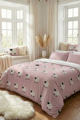 Parure copripiumino in cotone 57 fili/cm² Mouton - Nero - Rosa