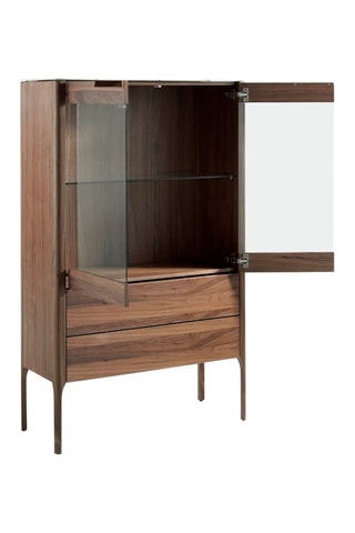 Vitrine 2 portes 2 tiroirs en verre - 99 x 40 x 161 cm