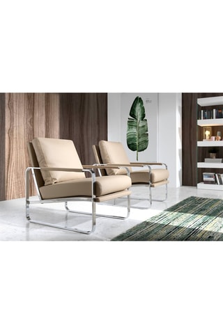 Fauteuil -  Beige - Effet cuir