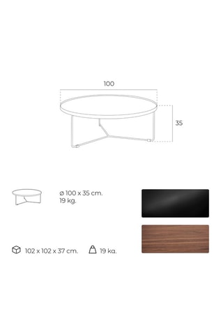 Table basse en bois - 100 x 35 x 100 cm