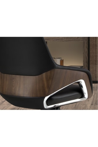 Fauteuil de bureau en bois - 67 x 69 x 121 cm - Revêtement en simili cuir