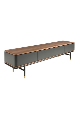 Meuble TV 4 tiroirs - Imitation noyer et ardoise - 200 x 50 x 45 cm