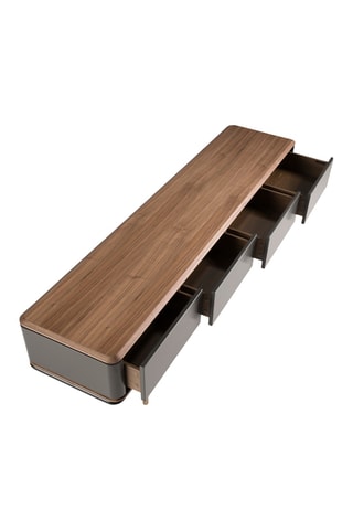 Meuble TV 4 tiroirs - Imitation noyer et ardoise - 200 x 50 x 45 cm