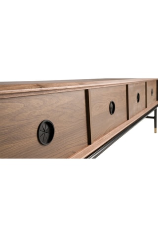 Meuble TV 4 tiroirs - Imitation noyer et ardoise - 200 x 50 x 45 cm