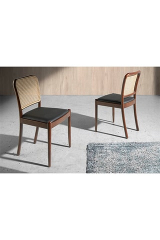2 chaises bois et rotin - 126 x 197 x 25 cm