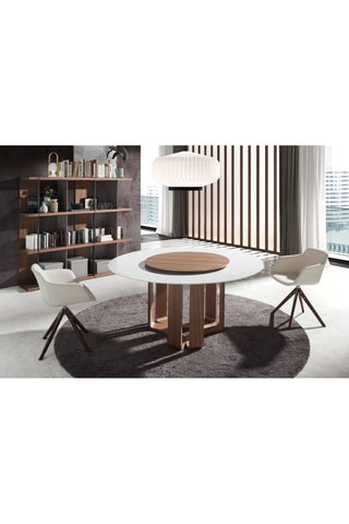 Table en porcelaine et noyer - 150 x 75 x 150 cm