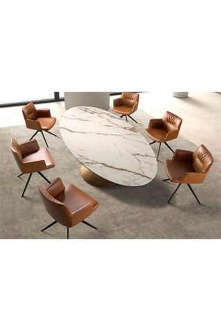 Table à manger en marbre porcelaine - 240 x 76 x 120 cm