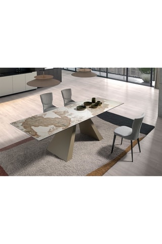 Table à manger extensible en marbre de porcelaine - 180 x 76 x 90 cm