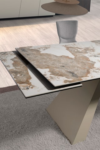 Table à manger extensible en marbre de porcelaine - 180 x 76 x 90 cm