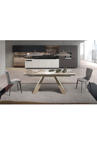 Table à manger extensible en marbre de porcelaine - 180 x 76 x 90 cm