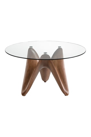 Table à manger - Noyer et verre - 140 x 75 x 140 cm