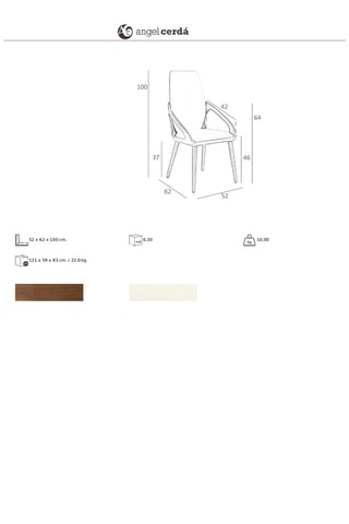 2 chaises en bois - 52 x 100 x 62 cm