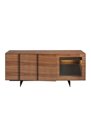 Buffet 3 portes en bois plaqué noyer - 180 x 76 x 60 cm