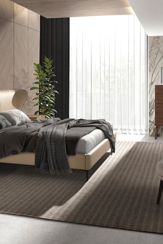 Fauteuil - Crème et marron - En tissu