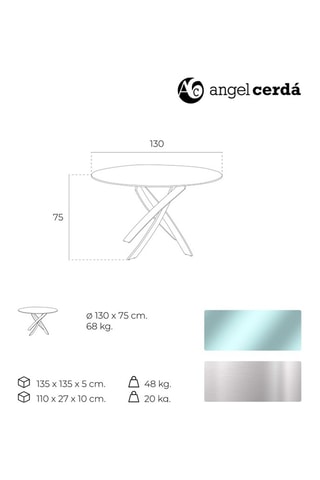 Table à manger en verre  - 130 x 130 x 75 cm