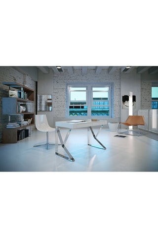 Bureau - Blanc et argenté - 120 x 76 x 61 cm