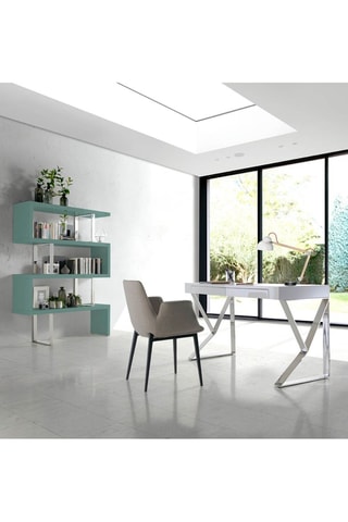 Bureau - Blanc et argenté - 120 x 76 x 61 cm