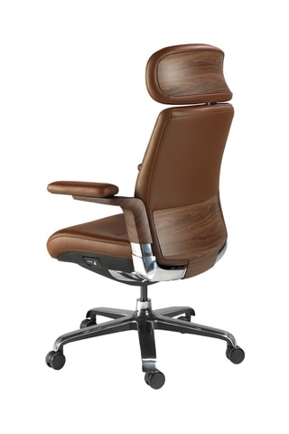 Fauteuil de bureau en bois - 74 x 70 x 118 cm - Revêtement en simili cuir