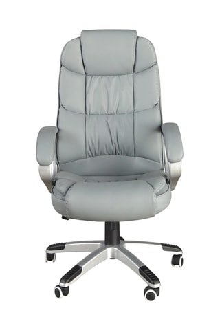 Fauteuil de bureau pivotant - Gris et argenté - Revêtement effet cuir