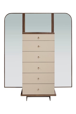 Chiffonnier 2 portes en bois plaqué noyer - 65 x 168 x 42 cm