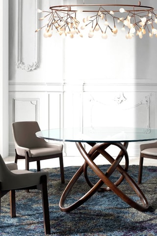 Table à manger en frêne et verre - 140 x 75 x 140 cm