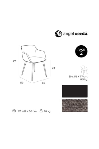 2 chaises - 60 x 77 x 59 cm