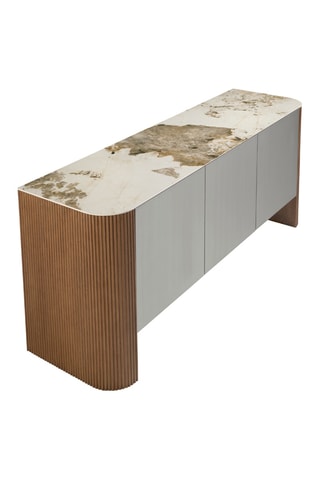 Buffet 3 portes en bois et porcelaine - 160 x 80 x 45 cm