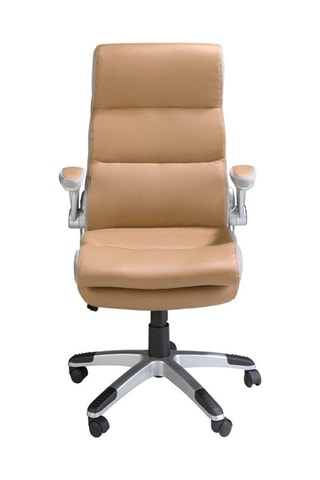 Fauteuil pivotant - Camel et gris - Effet cuir