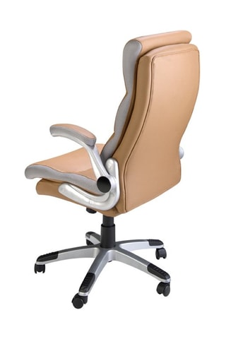 Fauteuil pivotant - Camel et gris - Effet cuir