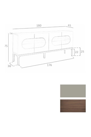 Buffet 4 portes - 180 x 41 x 75 cm