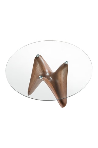 Table à manger - Noyer et verre - 130 x 75 x 130 cm