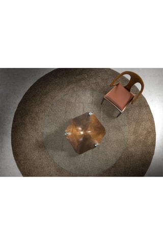 Table à manger - Noyer et verre - 130 x 75 x 130 cm