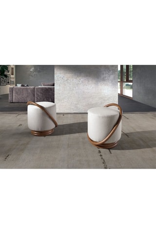 Pouf - Blanc et naturel
