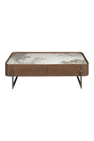 Table basse en bois et marbre - 73 x 75 x 14 cm