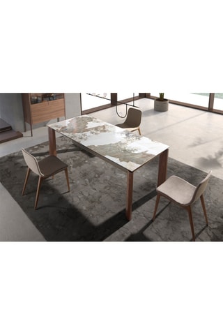 Table à manger extensible en marbre de porcelaine - 140 x 90 x 76 cm