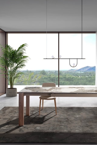 Table à manger extensible en marbre de porcelaine - 140 x 90 x 76 cm