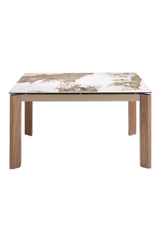 Table à manger extensible en marbre de porcelaine - 140 x 90 x 76 cm