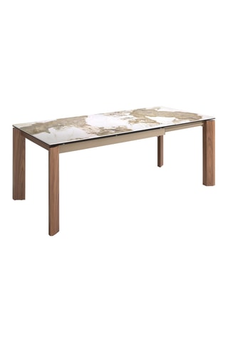 Table à manger extensible en marbre de porcelaine - 140 x 90 x 76 cm