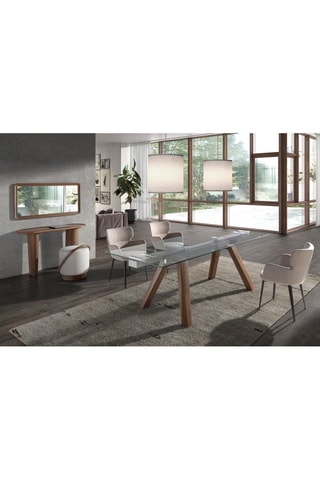 Table à manger extensible en verre et noyer - 160/240 x 76 x 90 cm