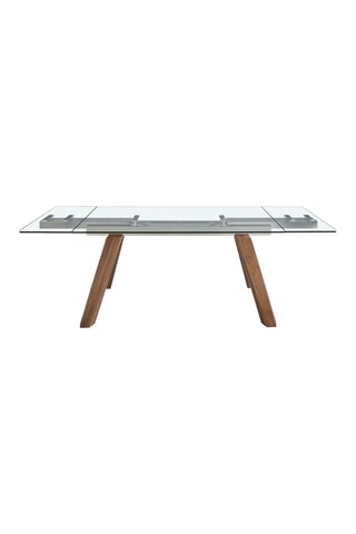 Table à manger extensible en verre et noyer - 160/240 x 76 x 90 cm