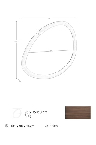 Miroir en bois - 95 x 75 x 3 cm - Naturel