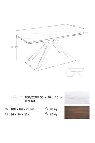Table à manger extensible en marbre de porcelaine