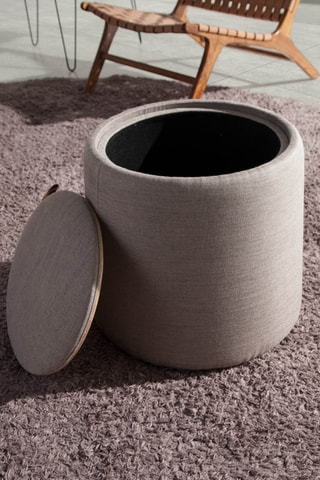Pouf - Imitation chêne et gris - En tissu