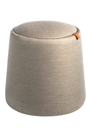 Pouf - Imitation chêne et gris - En tissu