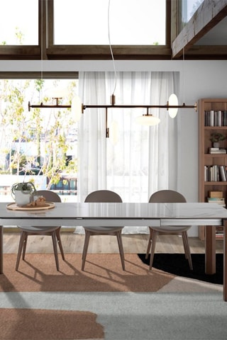 Table à manger extensible en porcelaine et bois plaqué noyer