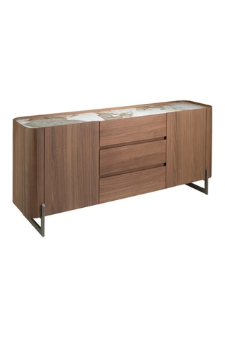 Buffet 2 portes en bois plaqué noyer - 180 x 80 x 45 cm