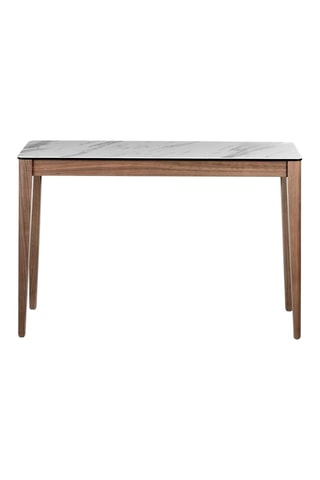 Console en porcelaine et noyer -  120 x 75 x 39 cm